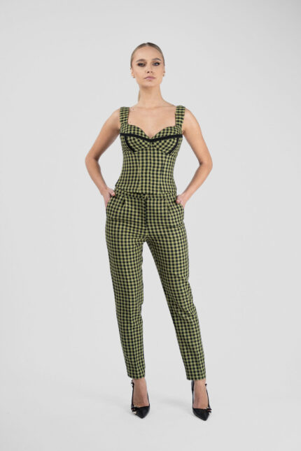 Corset Green Print cu bretele - imagine 2