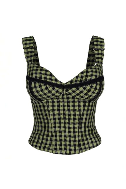 Corset Green Print cu bretele - imagine 3
