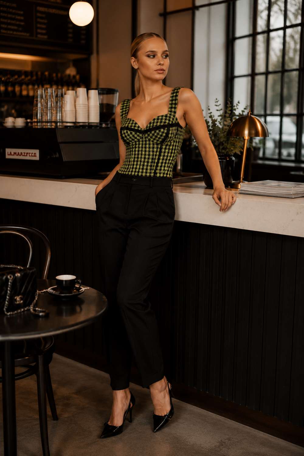 rosse3 (23) Corset Green Print cu bretele - imagine 1