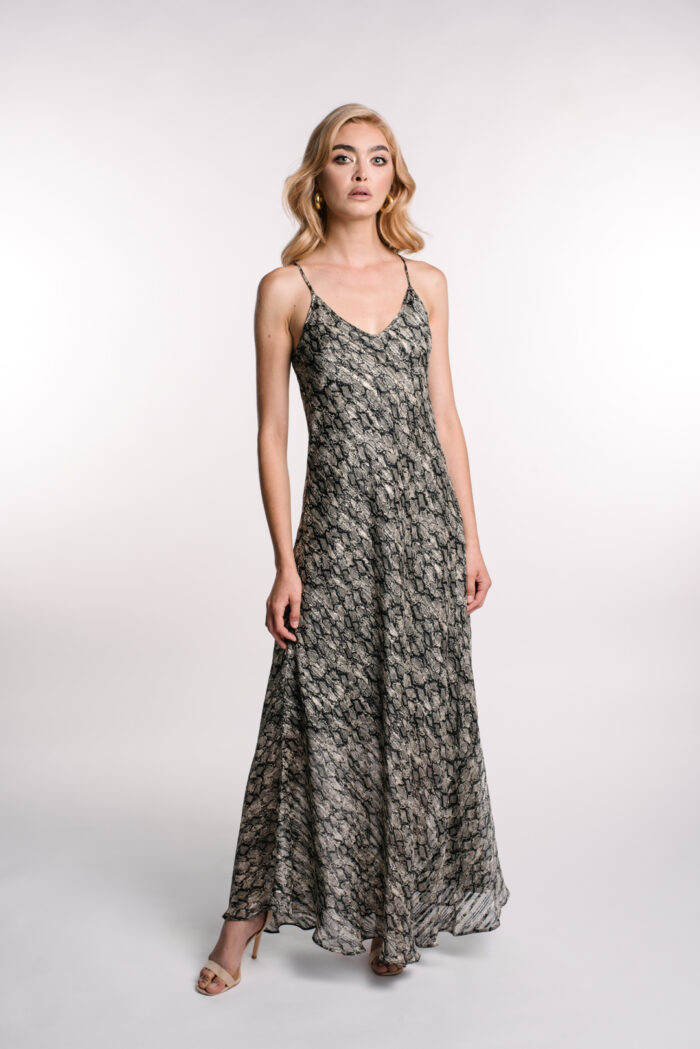 Rochie A line din voal printat - imagine 5