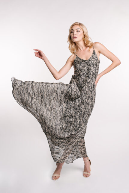 Rochie A line din voal printat - imagine 2