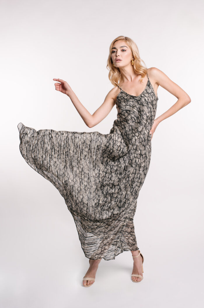 Rochie A line din voal printat - imagine 2
