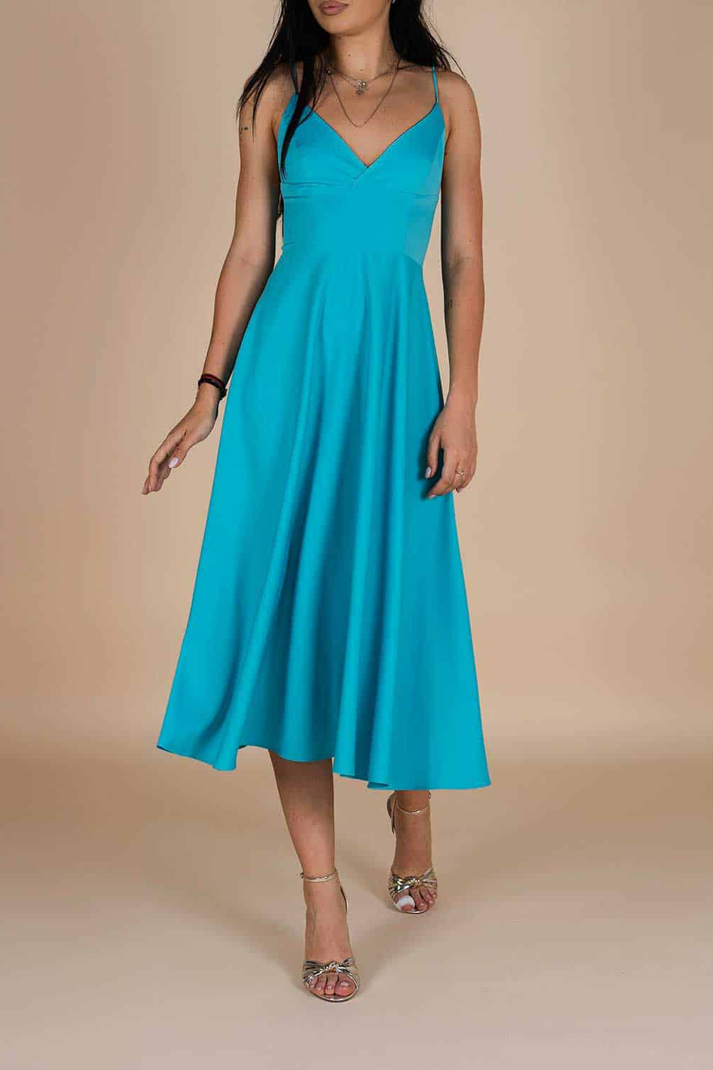 Rochie-Lurisia-Blue-midi-cu-decolteu-V-si-bretele-subtiri-1-1 Rochie midi Lurisia Ball Blue - imagine 1