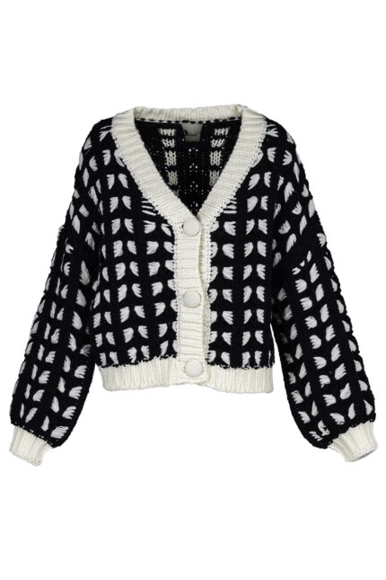 Pulover gros negru cu nasturi tricotati - imagine 4