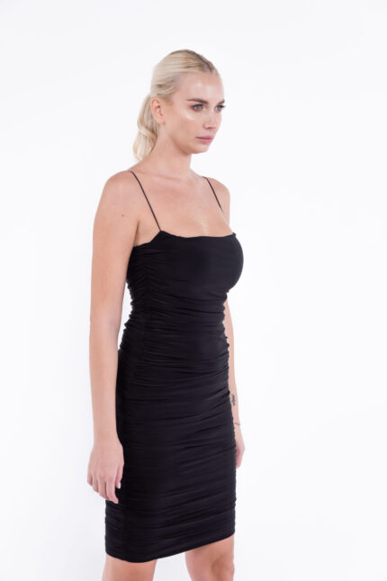 Rochie mini mulata din lycra cu fronseuri - imagine 2