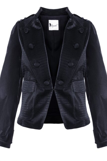 Sacou cambrat din piele eco - imagine 2