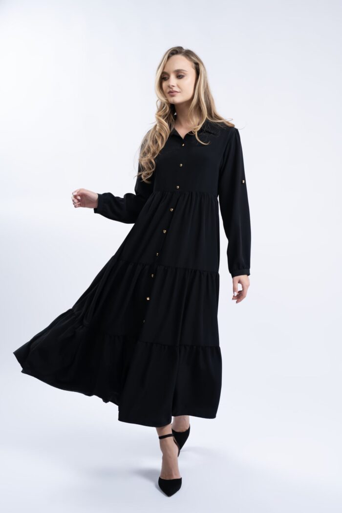 Rochie camasa midi cu mânecă lungă și nasturi - imagine 3