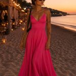 Rochie lunga Laurelie Hot Pink