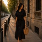 Rochie camasa midi Selene cu buzunare si cordon Black