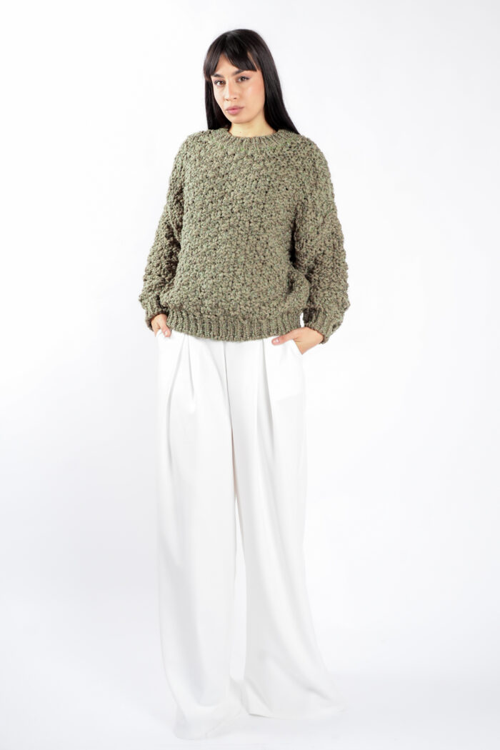 Pulover texturat oversized Green - imagine 4