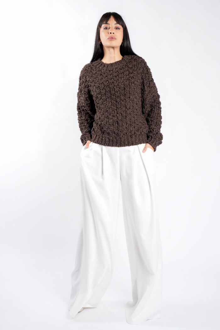 Pulover texturat oversized Brown - imagine 3