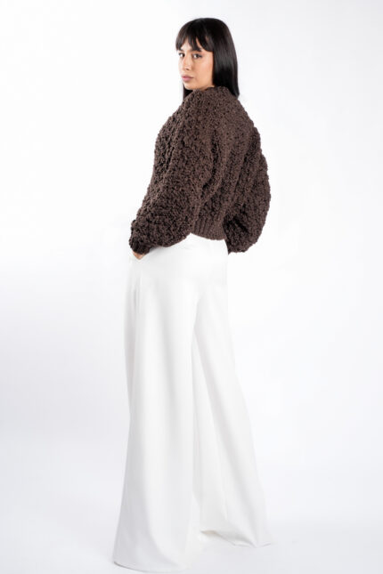 Pulover texturat oversized Brown - imagine 2