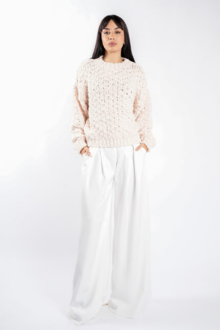 Pulover texturat oversized Ivory