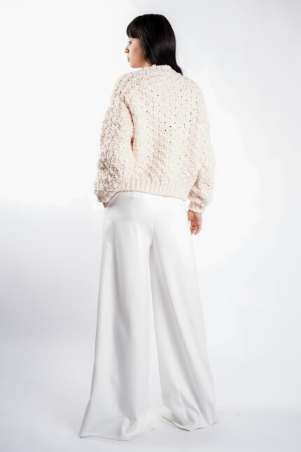 Pulover texturat oversized Ivory - imagine 3