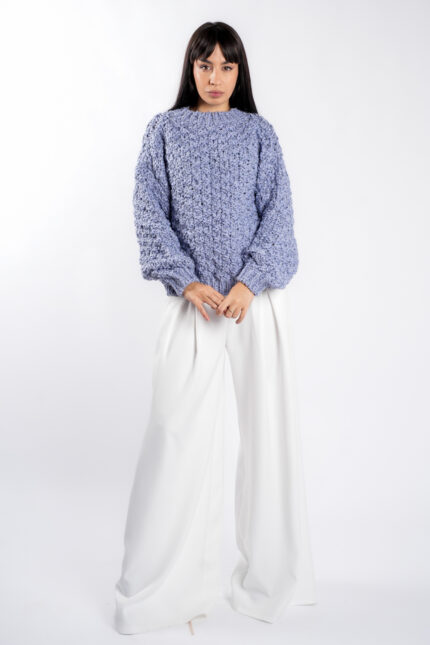Pulover texturat oversized Lavender - imagine 2