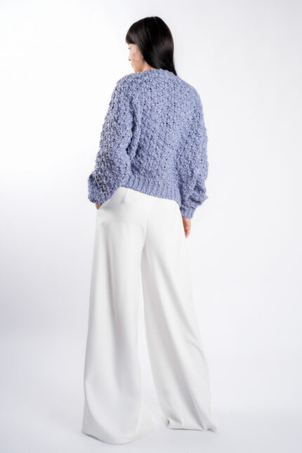 Pulover texturat oversized Lavender - imagine 3