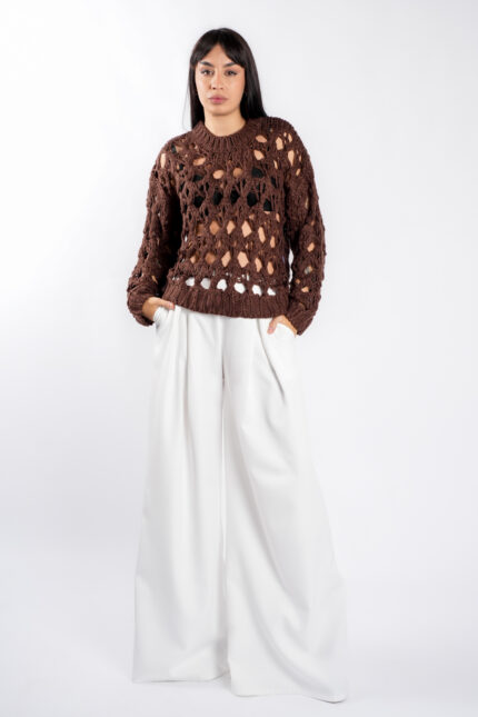 Pulover crosetat Brown