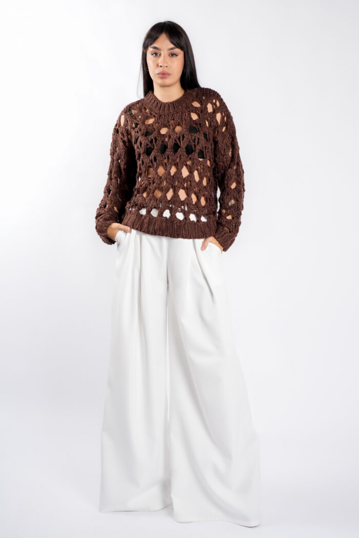 Pulover crosetat Brown - imagine 3