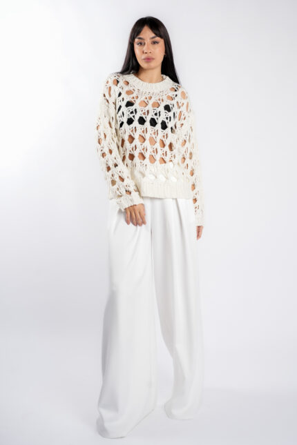 Pulover crosetat Ivory