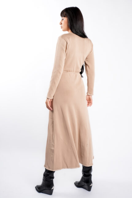 Rochie Beige cu nasturi aurii si cordon impletit - imagine 3