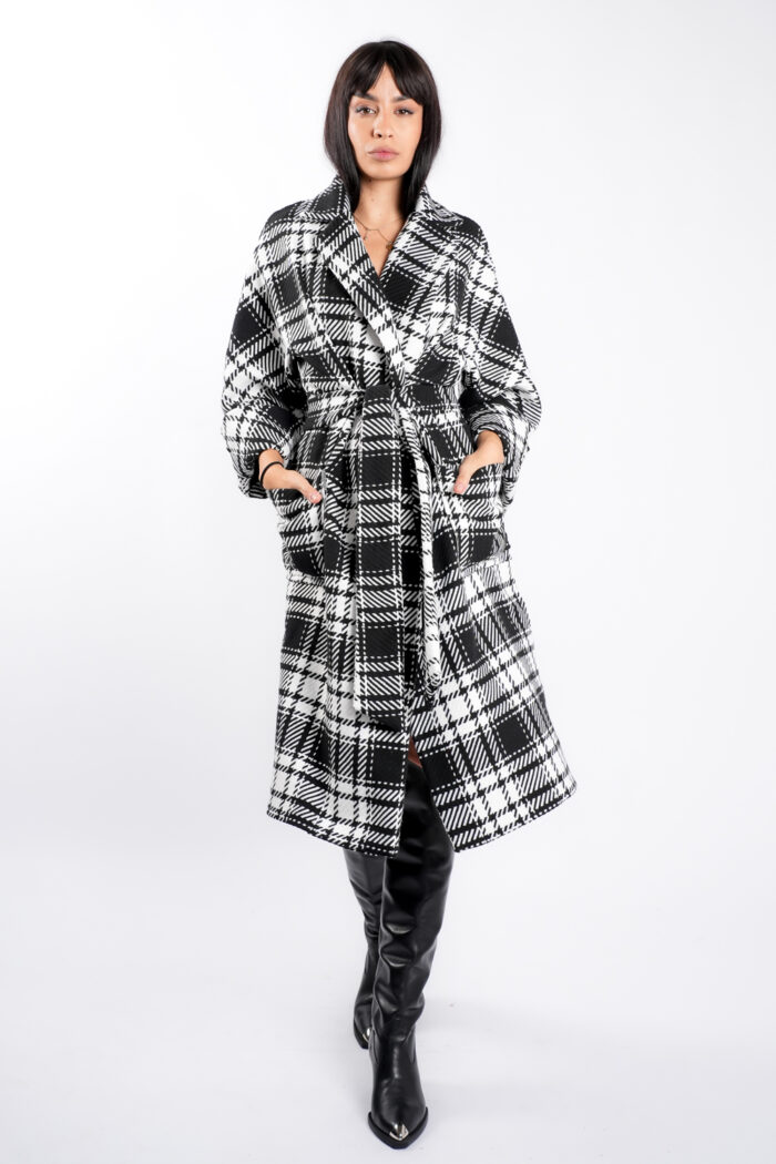 Palton oversize cu imprimeu  si cordon - imagine 2