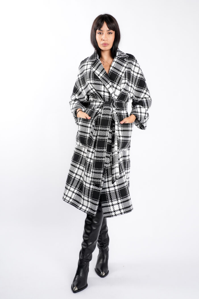 Palton oversize cu imprimeu  si cordon - imagine 5