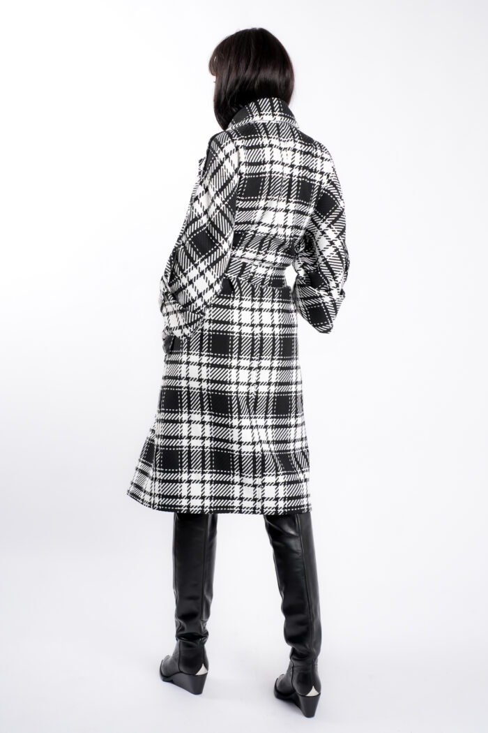 Palton oversize cu imprimeu  si cordon - imagine 4
