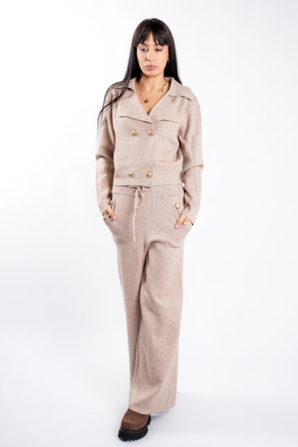 Compleu Beige din modal - imagine 2