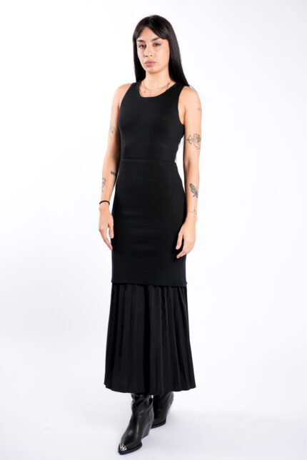 Rochie tricot cu pliseuri si jacheta asortata Black - imagine 3