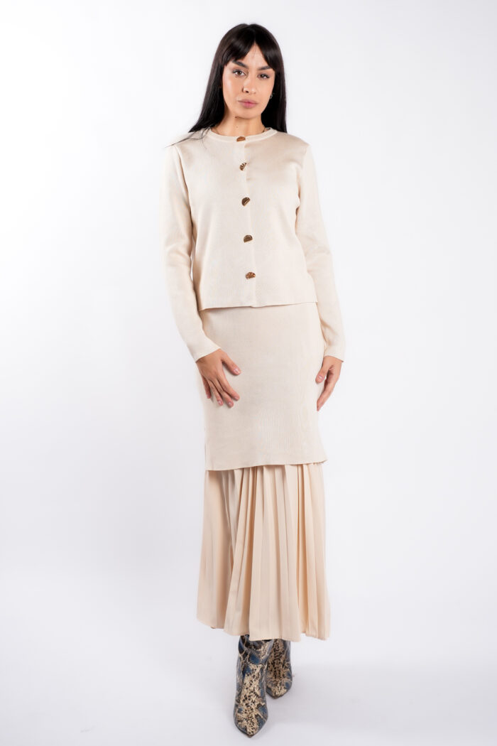 Rochie tricot cu pliseuri si jacheta asortata Ivory - imagine 4