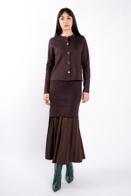 Rochie tricot cu pliseuri si jacheta asortata - imagine 3