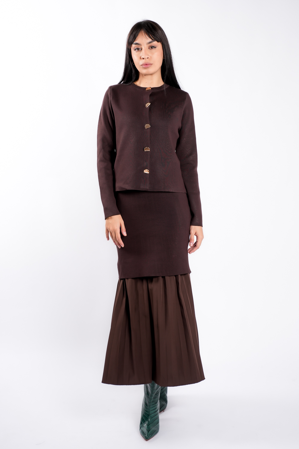 DSC04704 Rochie tricot cu pliseuri si jacheta asortata - imagine 1
