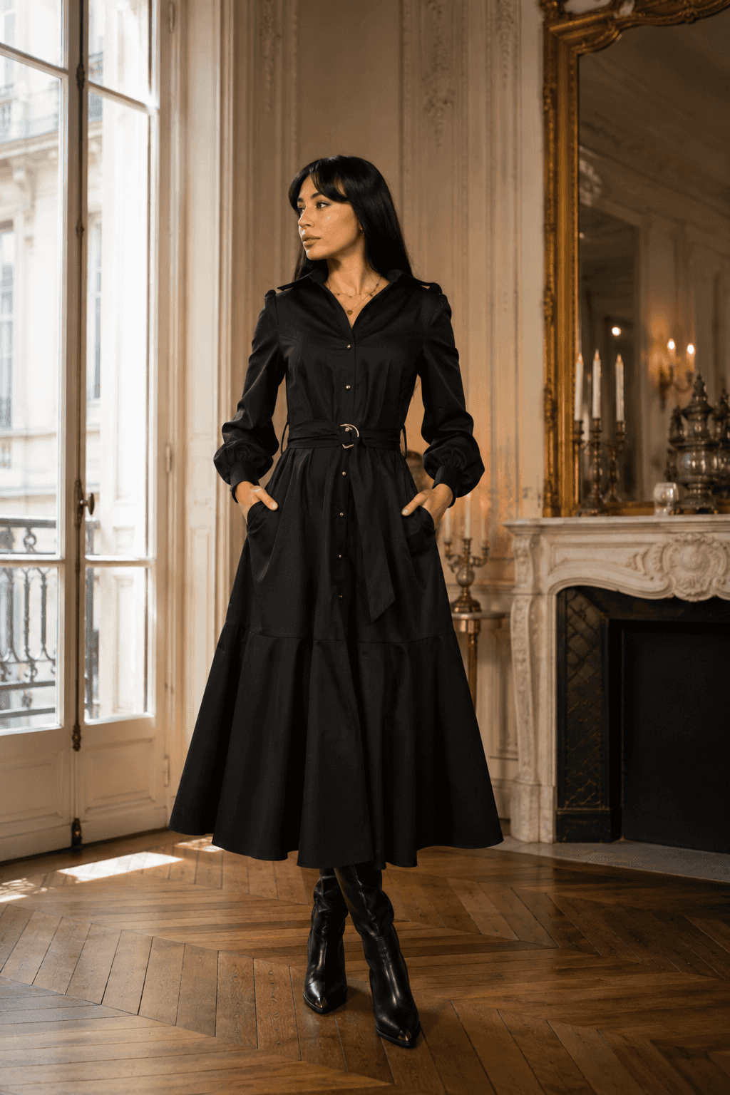 rosse-sa-iti-poarte-noroc (102) Rochie camasa cu cordon si fusta ampla - imagine 1