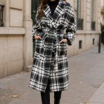 Palton oversize cu imprimeu  si cordon