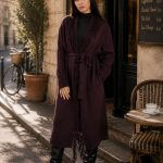 Cardigan Brown din modal cu franjuri si cordon