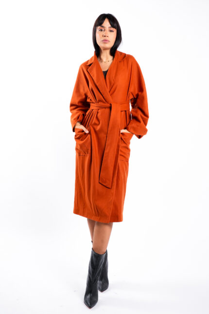 Palton oversize din lana cu cordon - imagine 2
