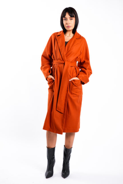 Palton oversize din lana cu cordon
