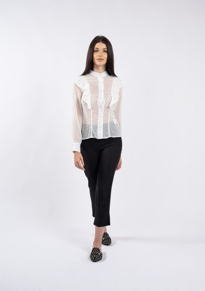Camasa cu volane si buline white - imagine 3