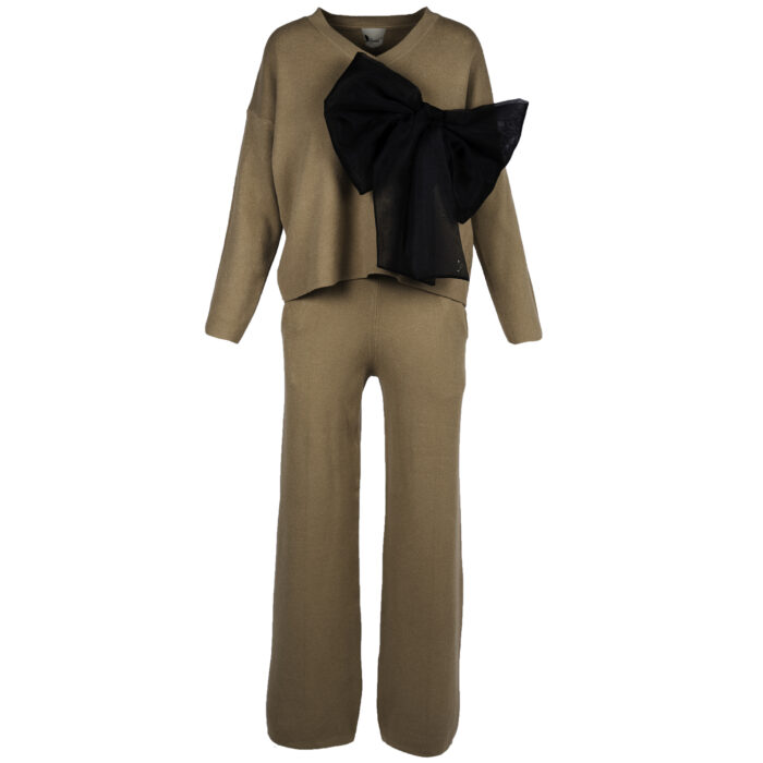 Compleu casual Brown din modal cu/fara funda detasabila - imagine 4