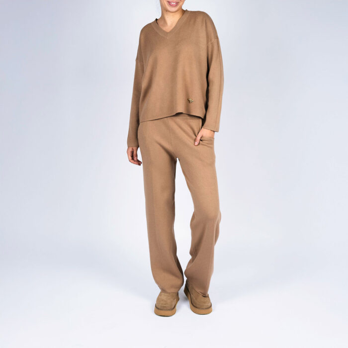 Compleu casual Brown din modal cu/fara funda detasabila - imagine 2