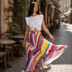 Top alb fără mâneci, cu decolteu rotund